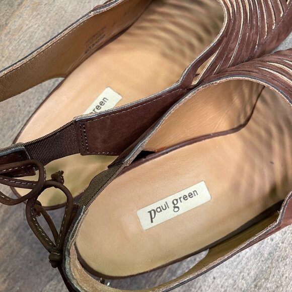 Paul Green Brown Suede Sandals‎ Heels Size US 6.5 Open Toe Neutral Versatile EUC - Picture 7 of 9